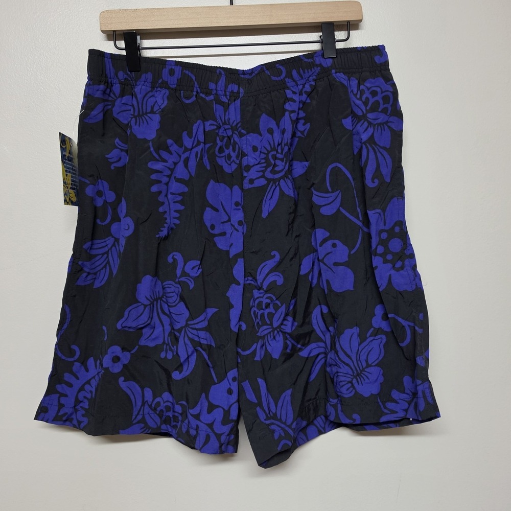 Polo Sport Ralph Lauren Swim Trunks XL Black Purple Floral Disappearing‎ Print